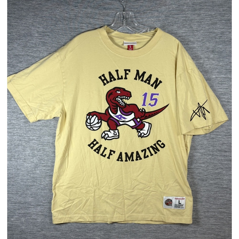 Vince Carter Half Man Half Amazing Mitchell & Ness Shirt HOF Size Large Yellow